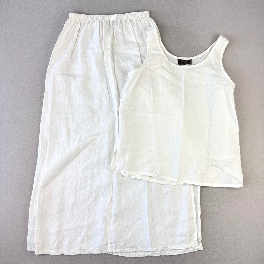 American Vintage White Linen Maxi Skirt and Tank Set